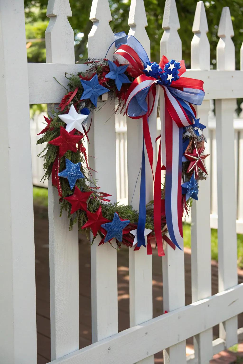 Commemorate with dedication using this patriotic ribbon wreath.