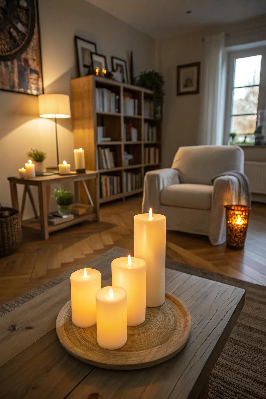 Savor the inviting atmosphere of candles with LED safety.