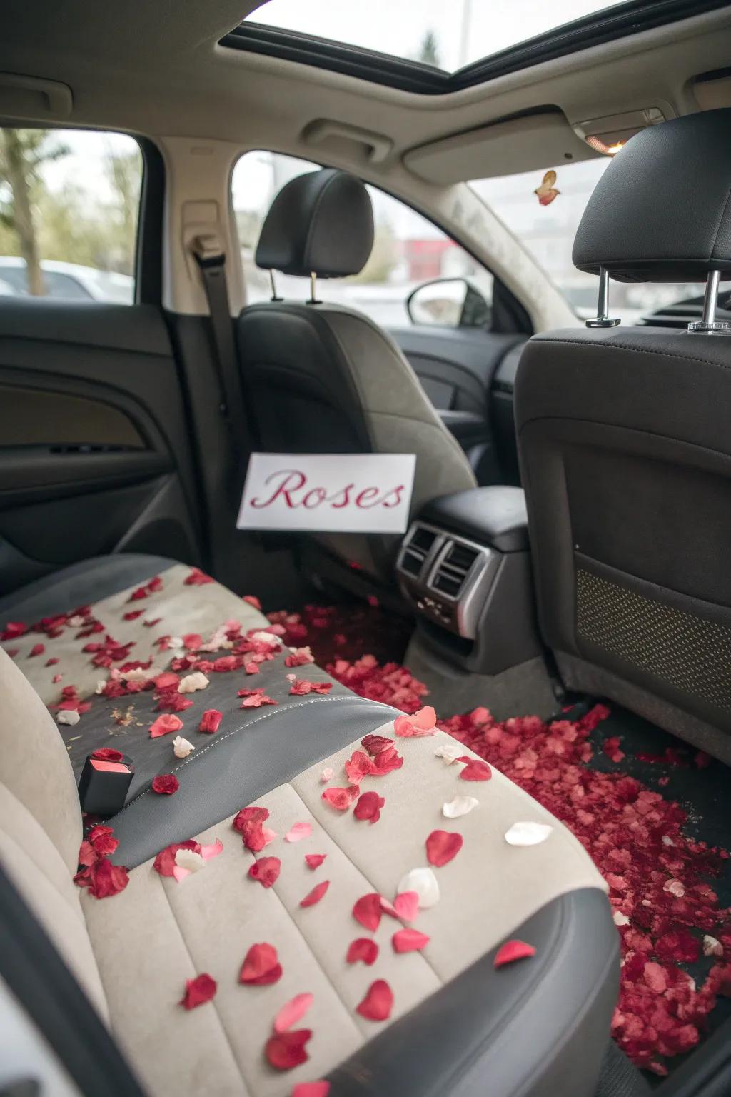 A vehicle filled with floral discs as a delightful astonishment