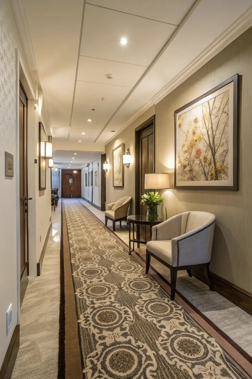 Rugs in busy areas keep carpets safe from daily use.