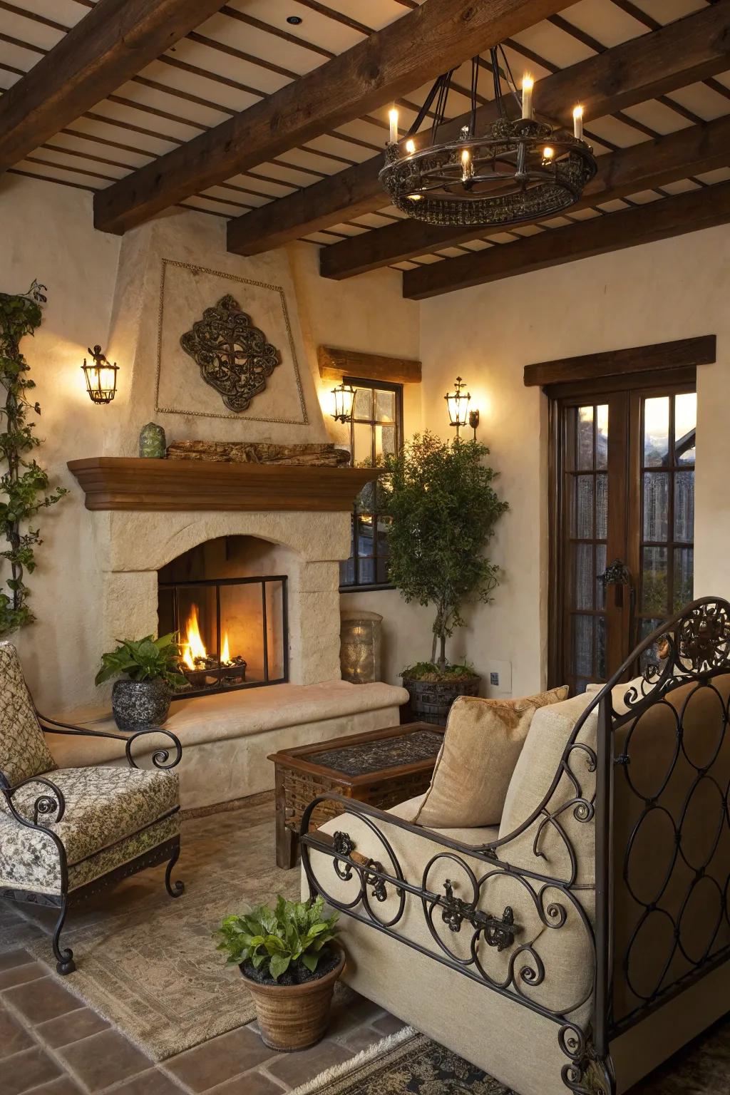 Ironwork lends country sophistication and variance to living space environments.