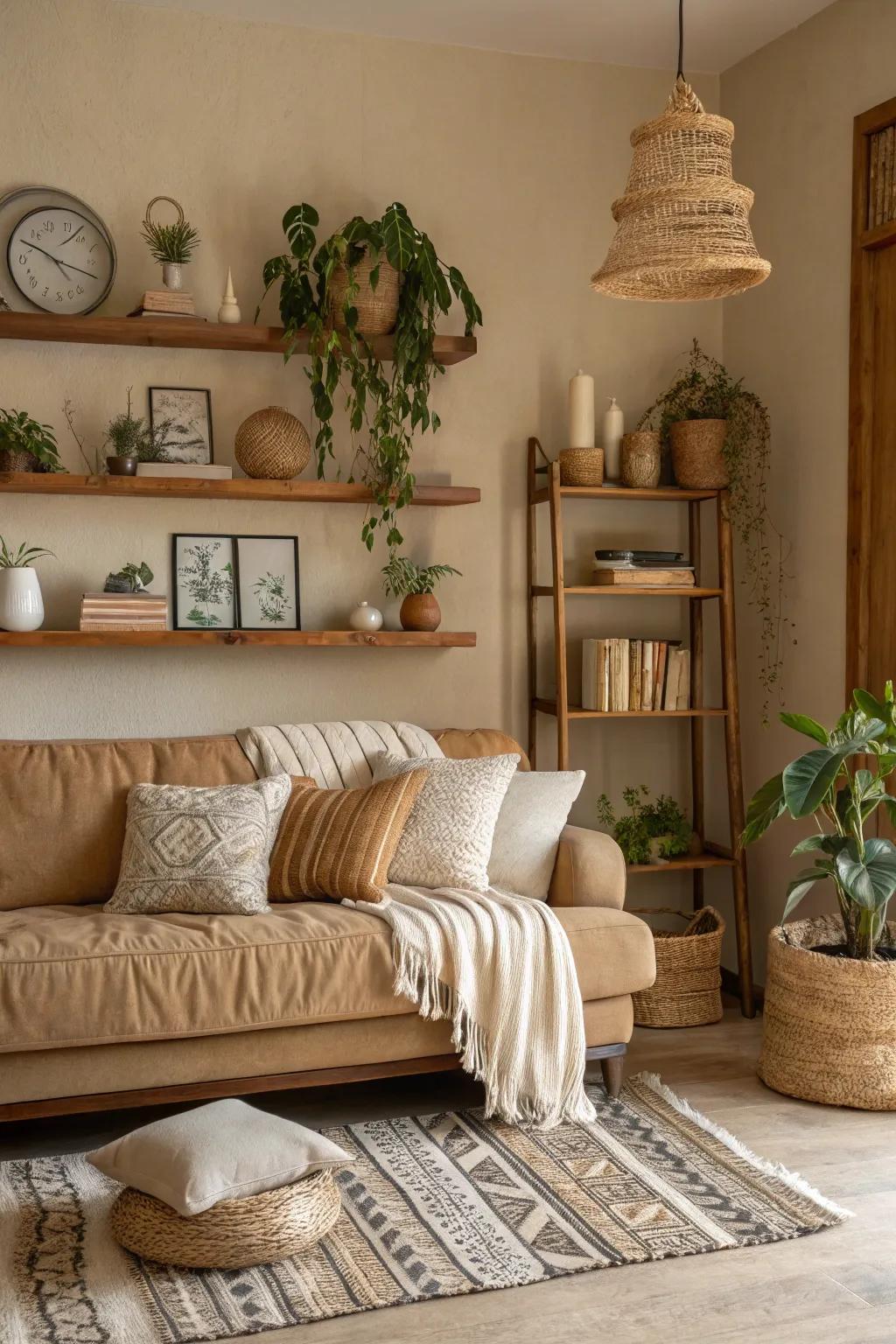 Neutral shades provide a calm and timeless charm.