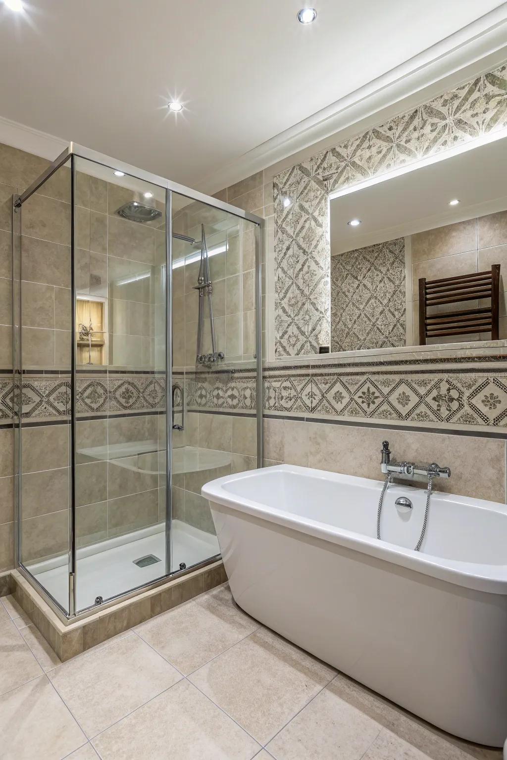 A bath and shower combo provides ultimate flexibility.