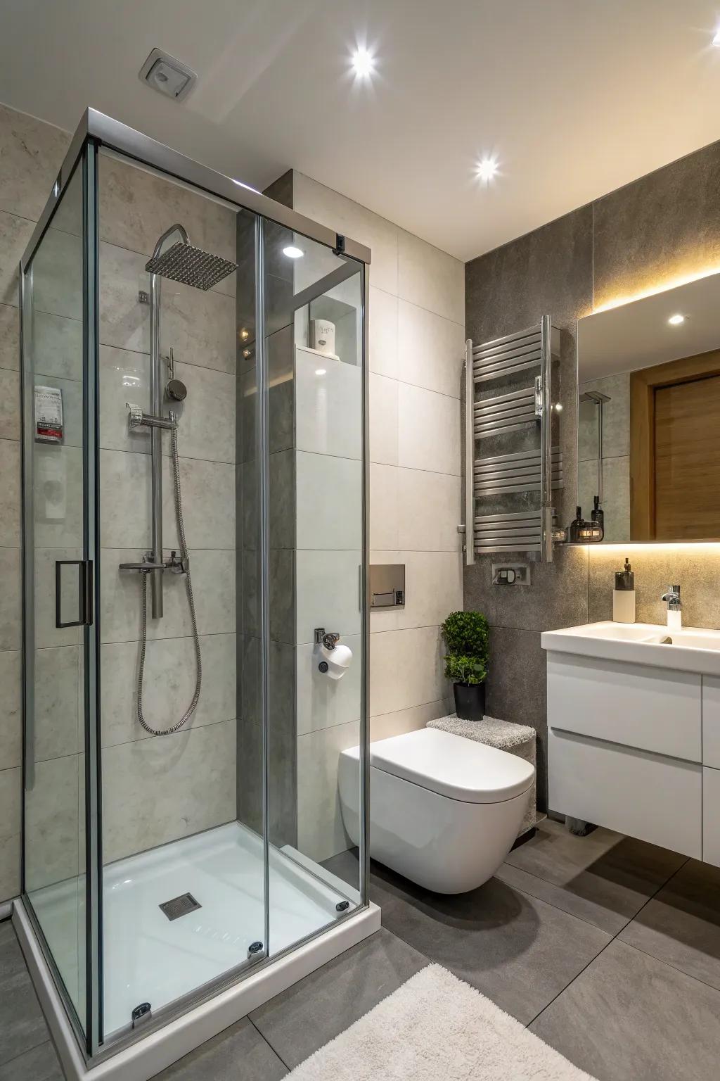 Streamlined, modern fixtures contribute a hint of elegance and style.