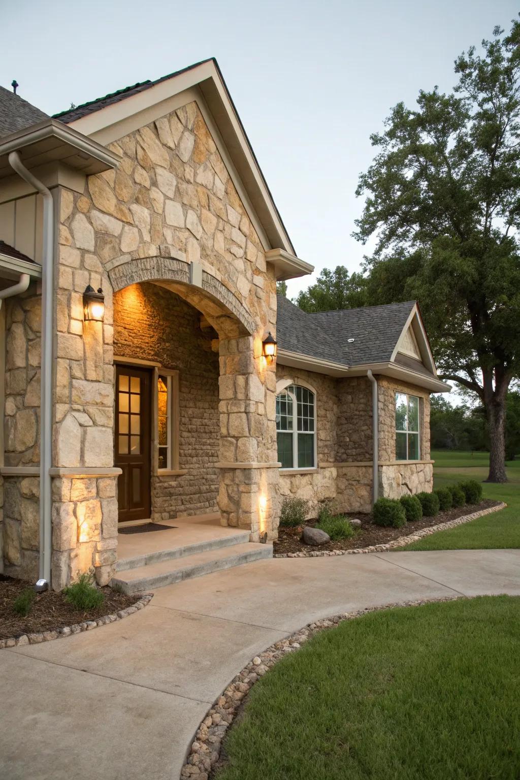 Inherent rock features impart elegance to exteriors.