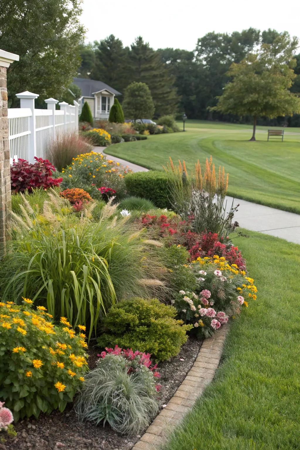 Assorted planting adds texture and diversity.