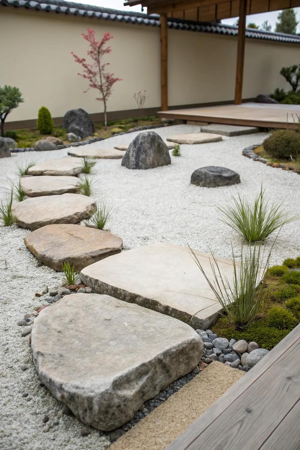 Simplified stone gardens offer both clarity and serenity.