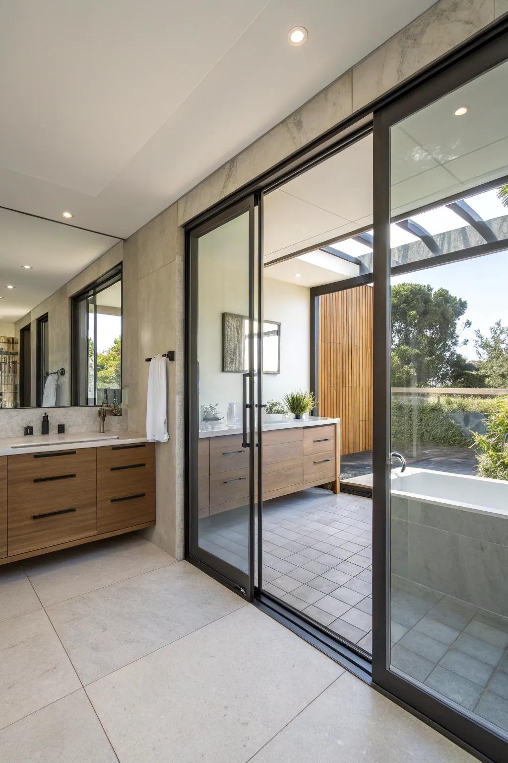 Moving doors act as space dividers, linking or splitting rooms as you need.