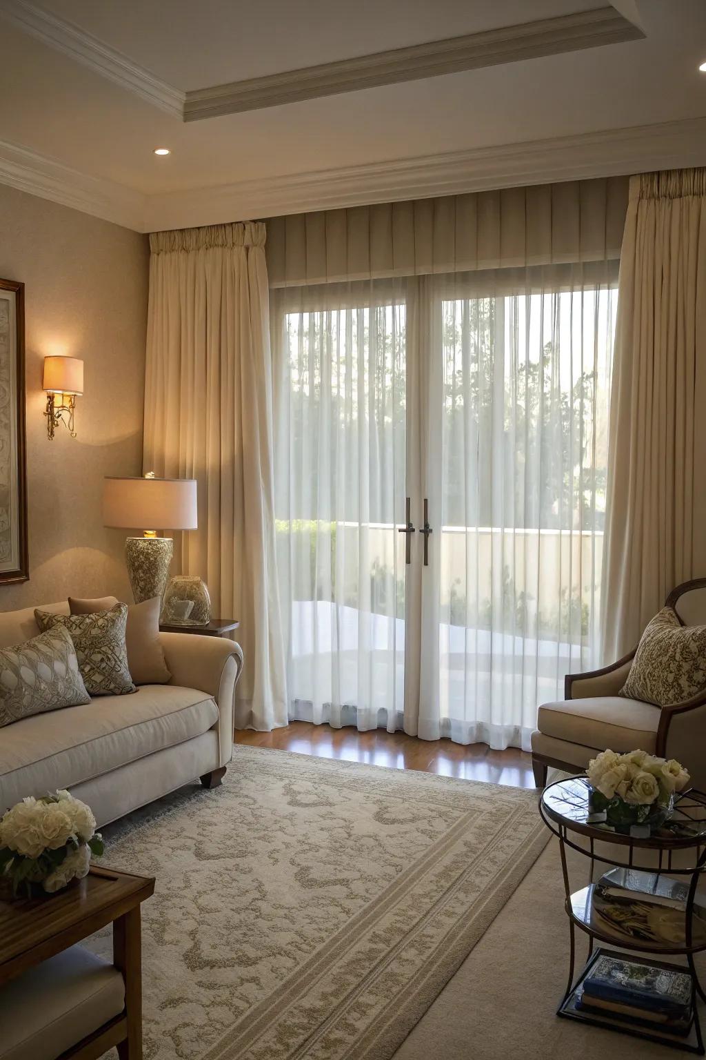 Solitude sheers provide refinement with luminosity control.