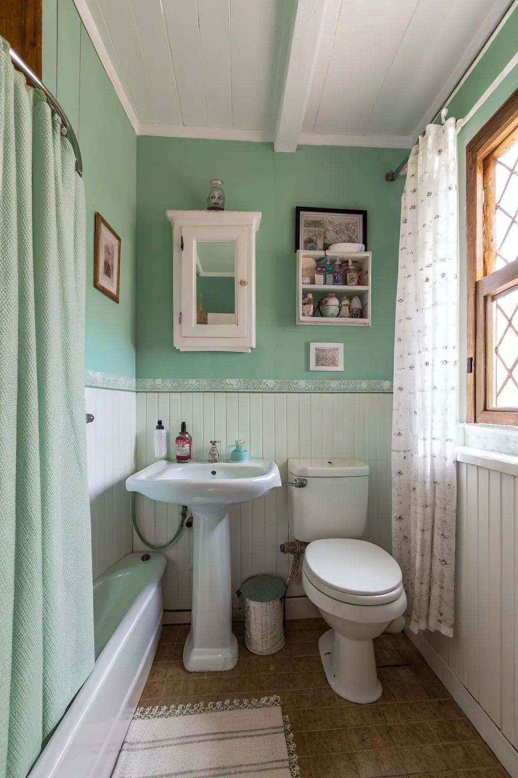Minty green creates a fresh and invigorating area.