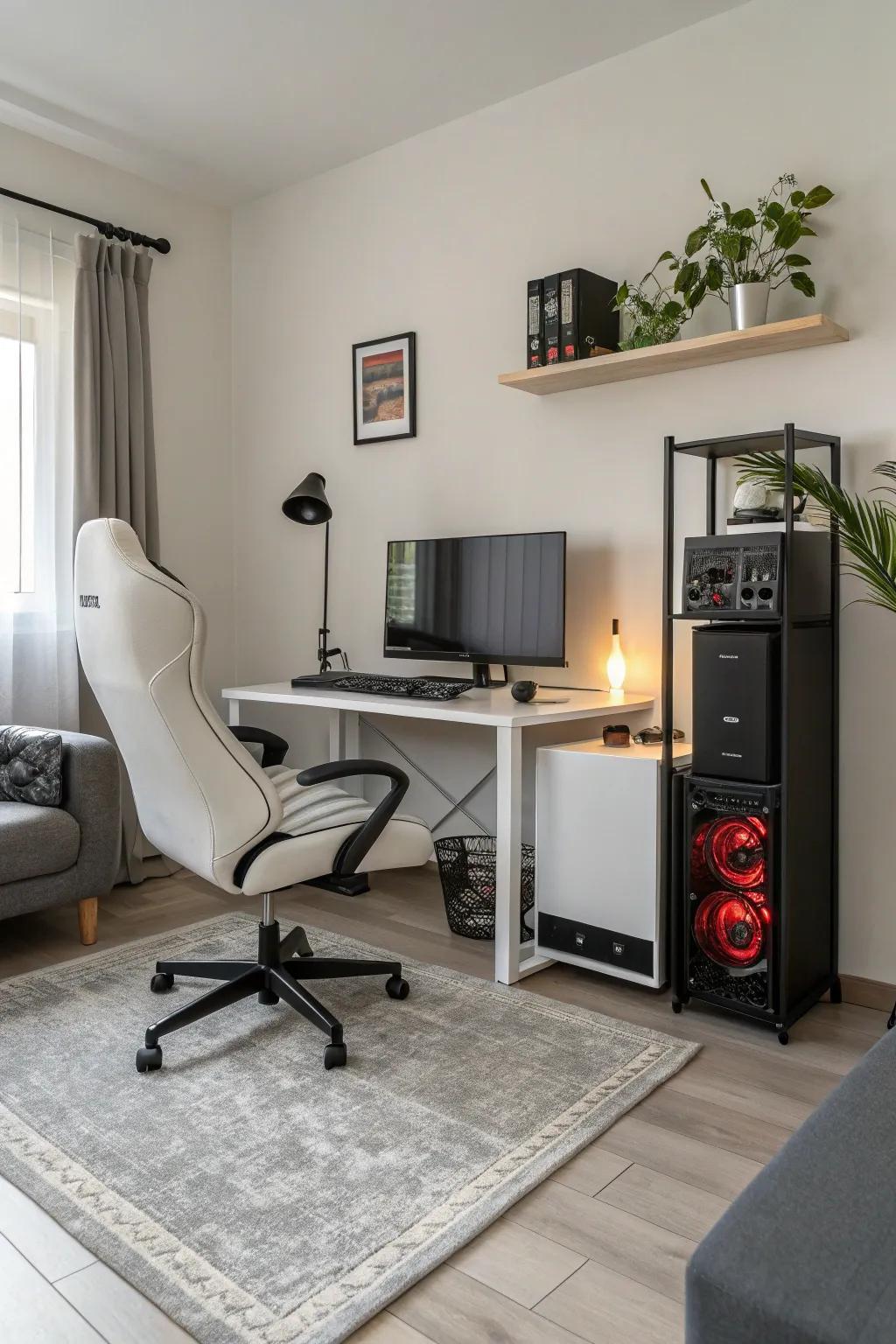 A minimalist design approach can make your gaming room feel more spacious.