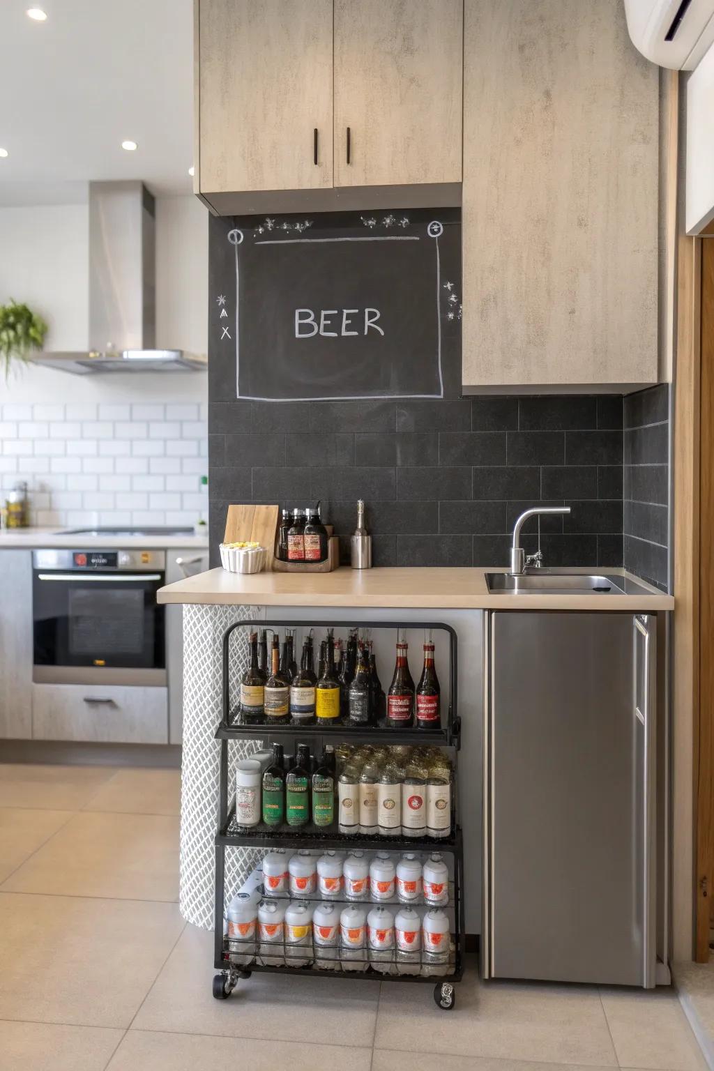 Interactive blackboard brew display for a personal touch.