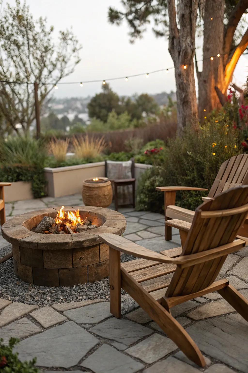 Natural materials impart a country charm to patios.