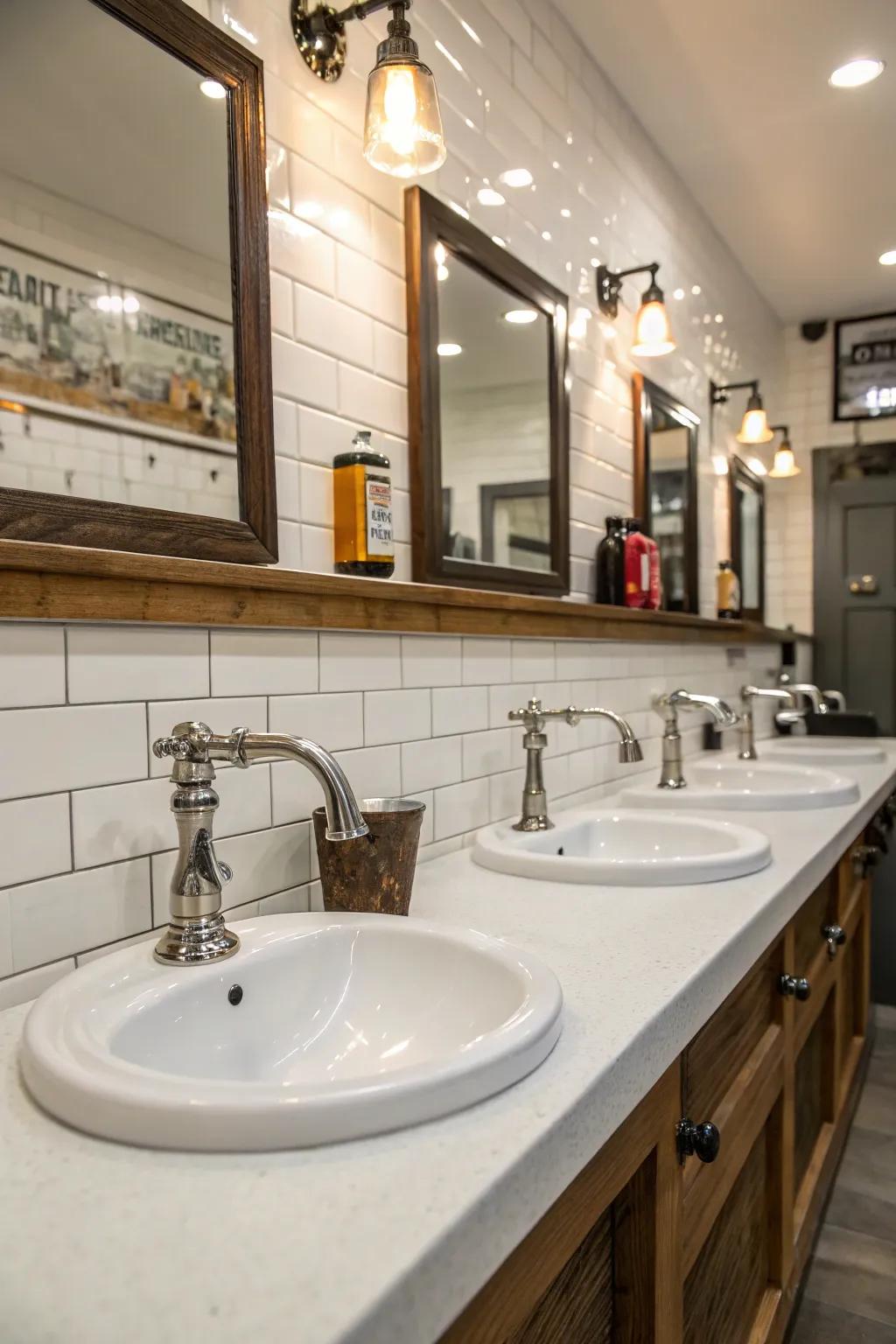 Details like chic faucets introduce luxury.