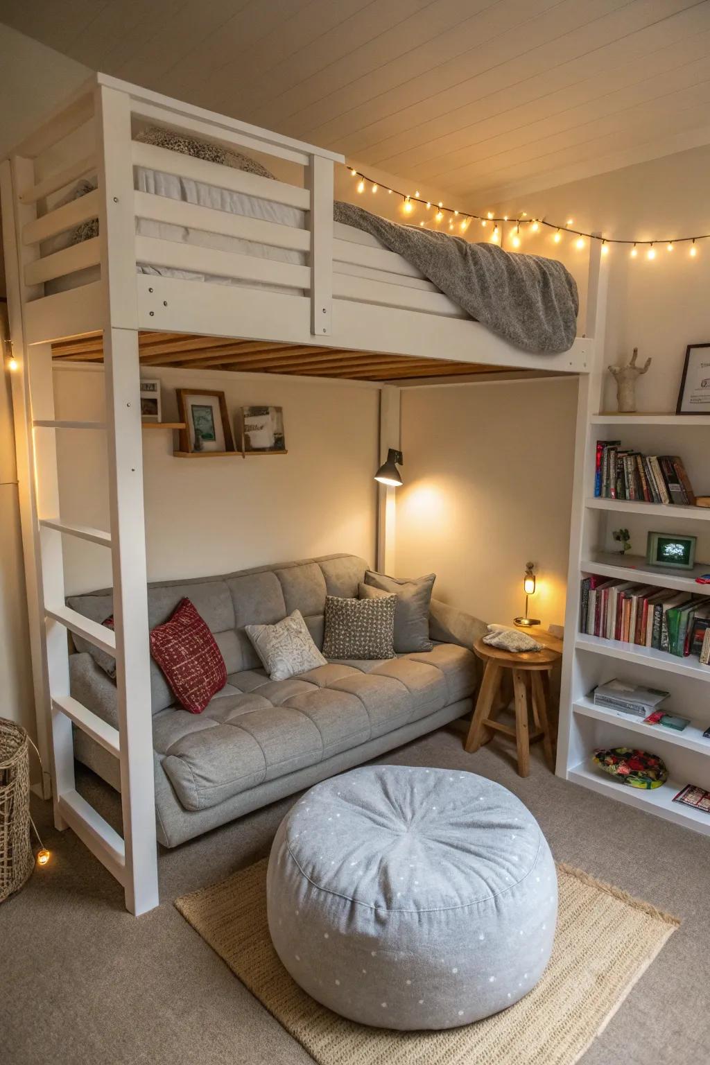 Lift your bed to maximize space in your bedroom.