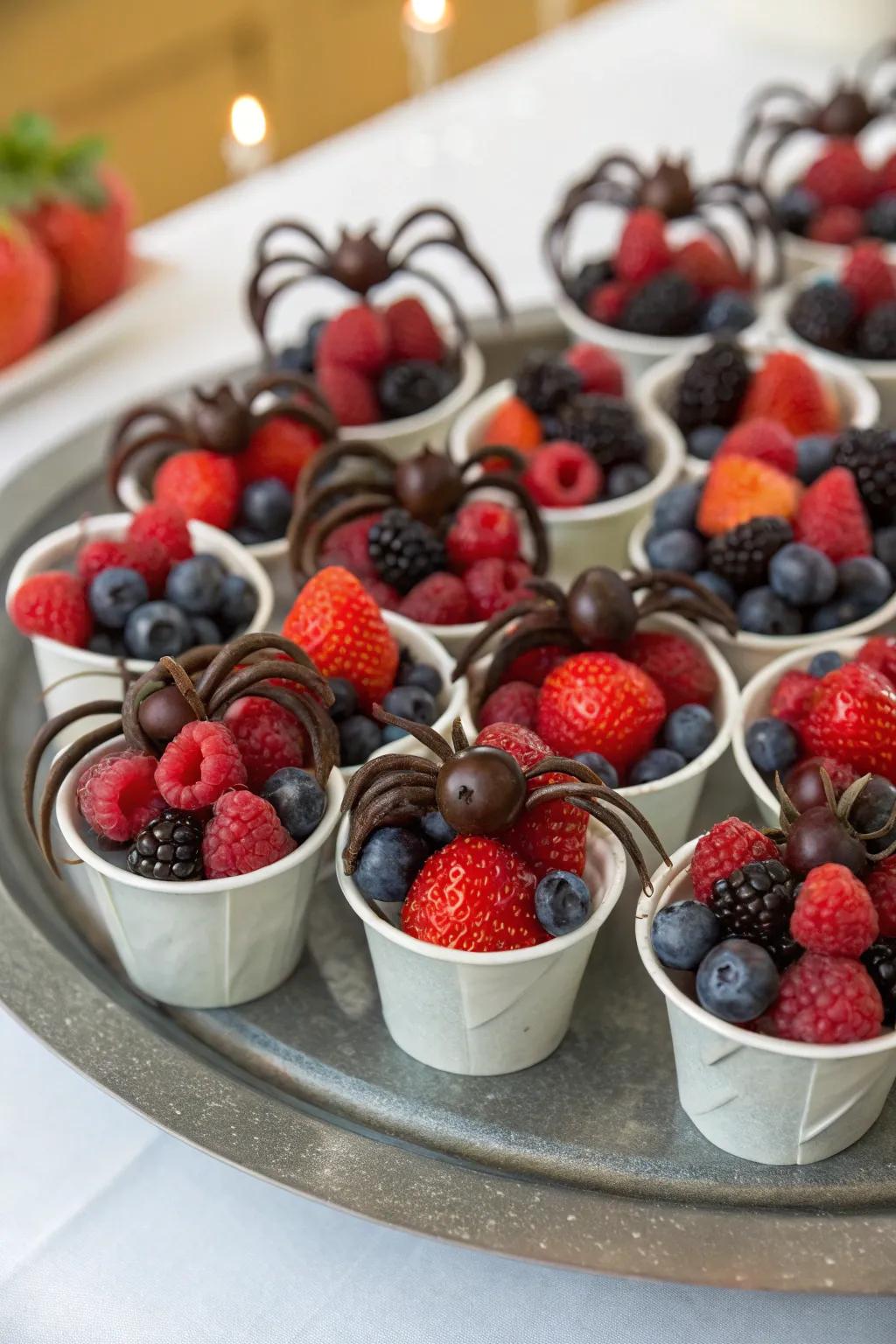 Arachnid berry goblets injecting a delectable shiver into the celebrations.