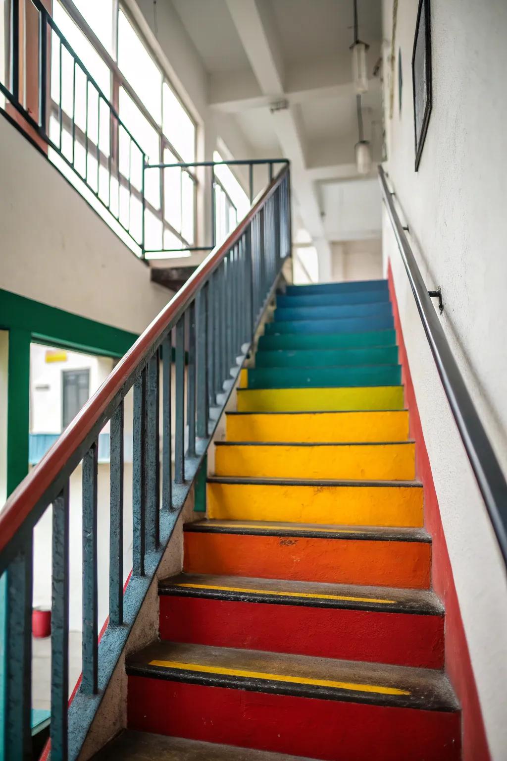 Clashing colors bring a modern and energetic feel to your staircase.