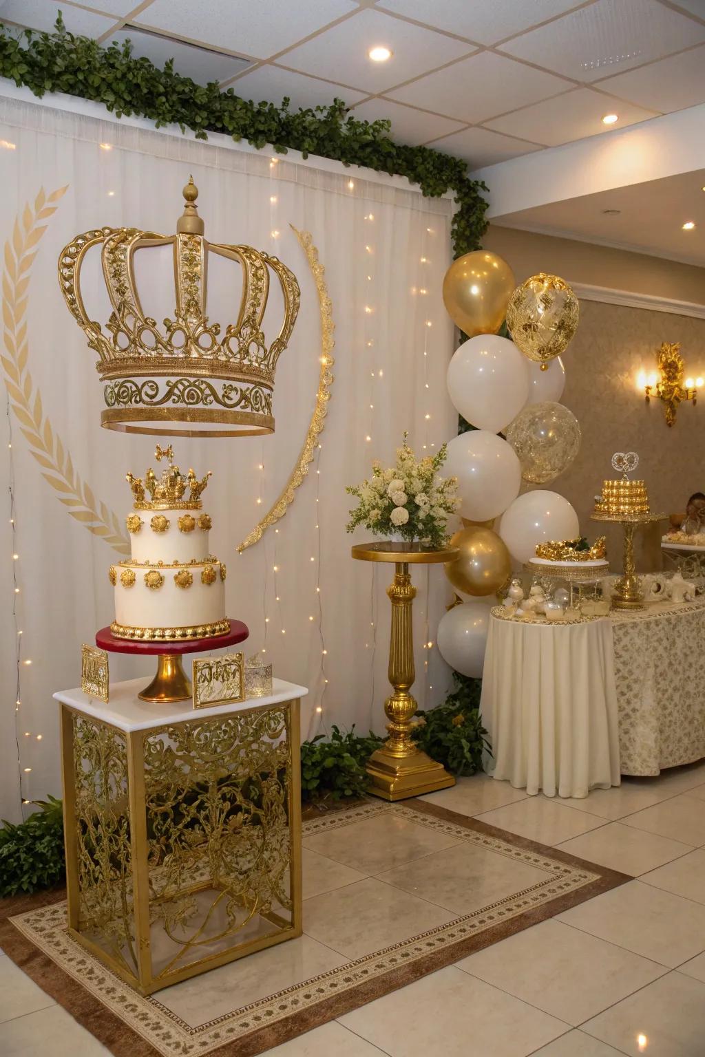 Royal crown aspects turning the venue into a regal celebration.