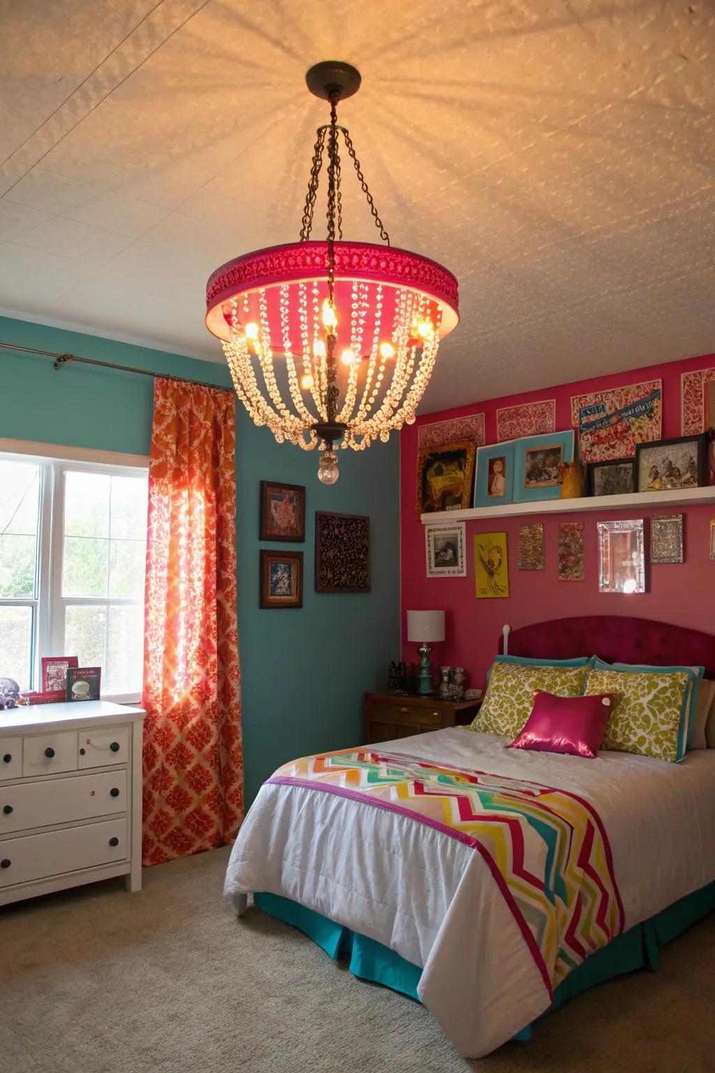 Quirky top fixtures create a daring declaration.