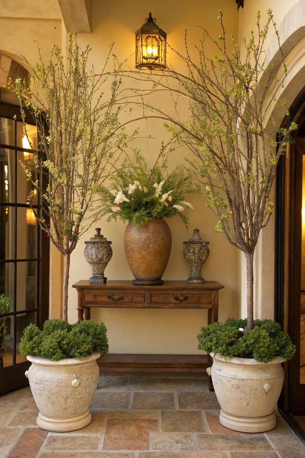 Plant life contributes a fresh and natural element to your entryway.