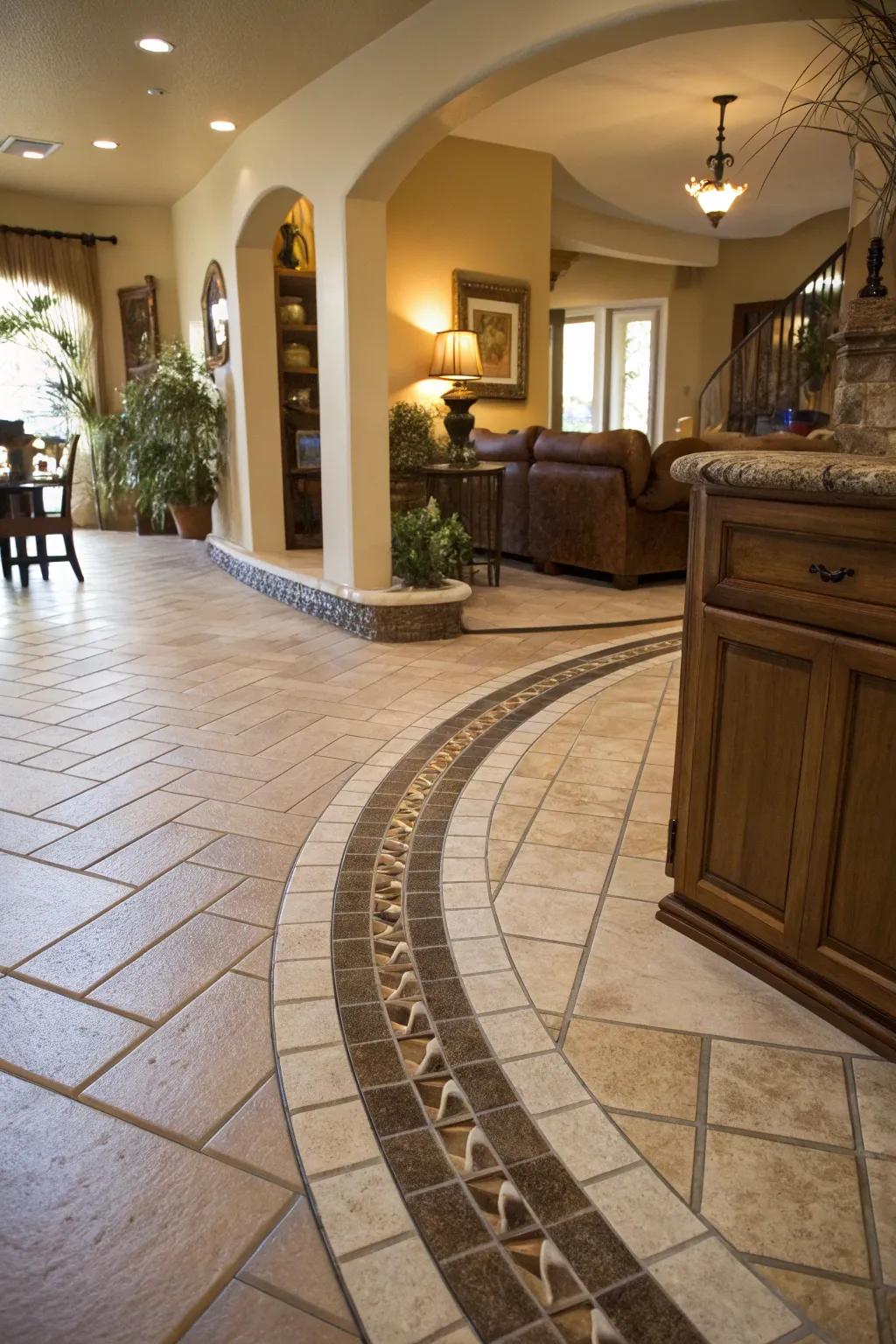 Soften spaces using sophisticated arced transitions.