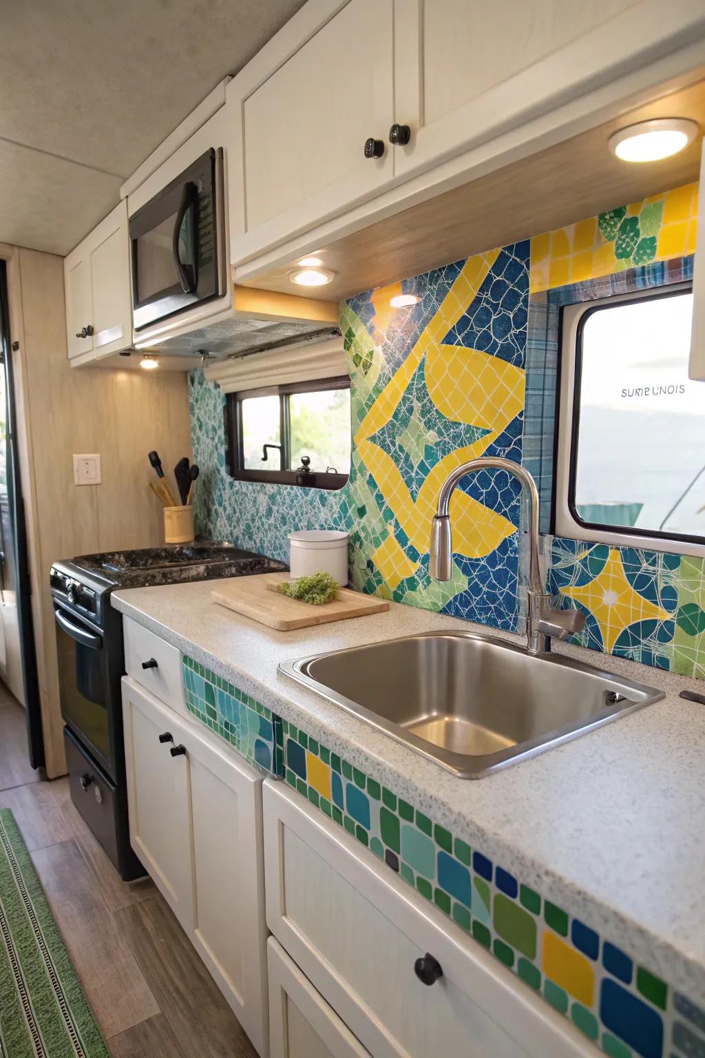 Patterned tiles infuse color and energy into your RV kitchen.