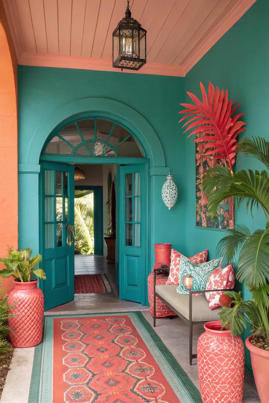 A vibrant color palette infuses energy into your entryway.