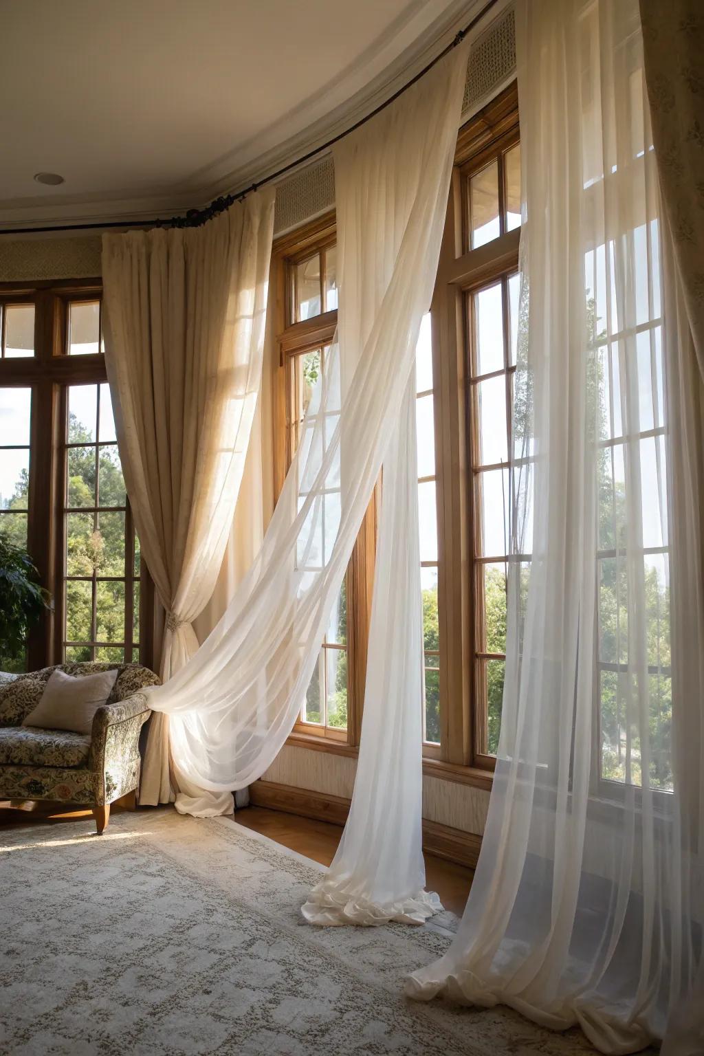 Invoke serenity with window fabric sheer panels.
