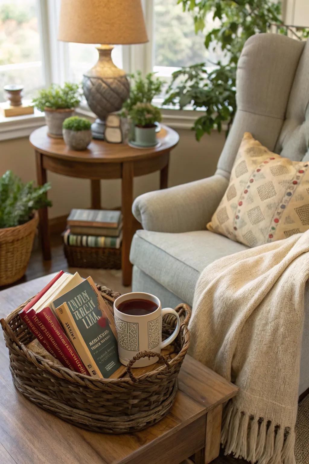 A haven for bookworms, a basket designed for serene reading sessions.