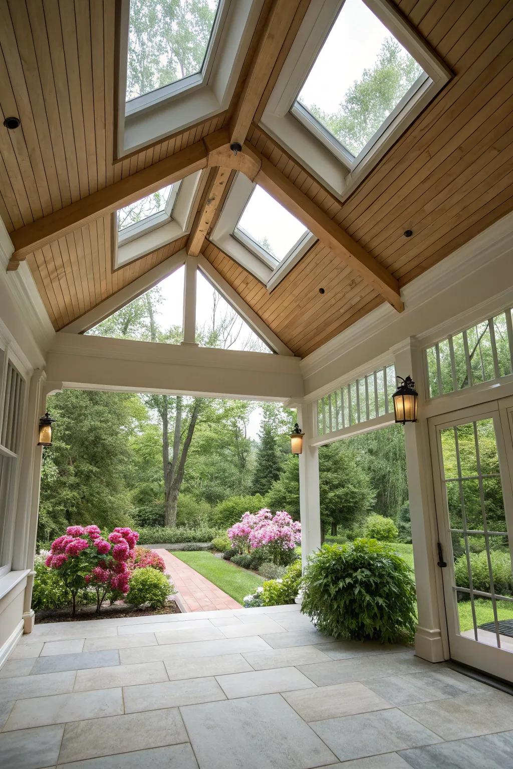 Delight in breathtaking panoramas through your vaulted porch design.