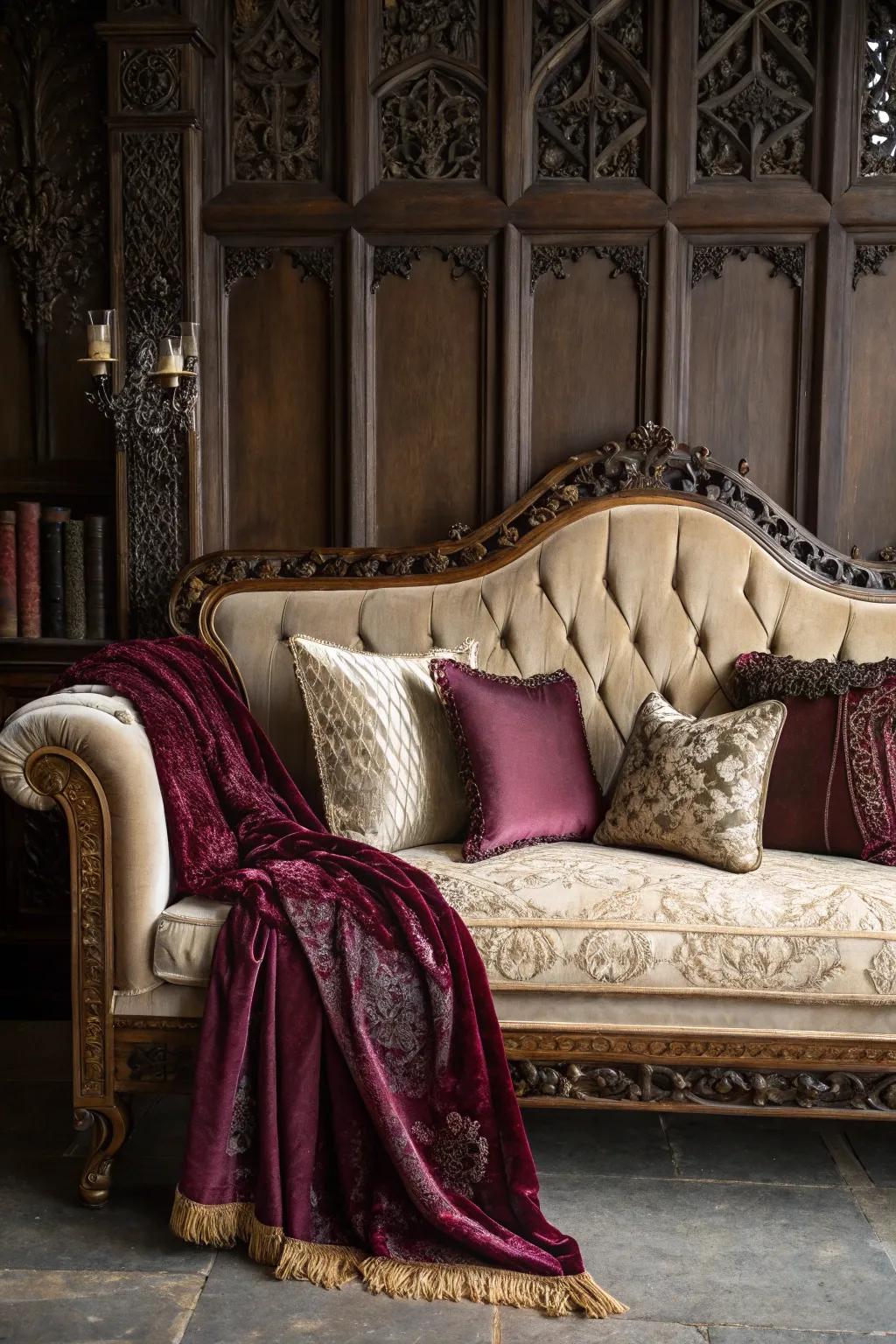 Sumptuous textiles convey warmth and affluence to the dwelling.