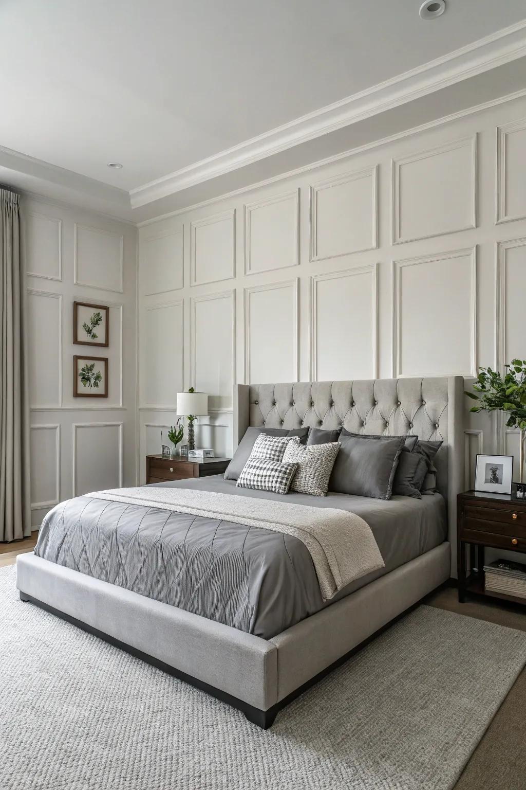 Understated paneling is suited for a sleek, modern bedroom.