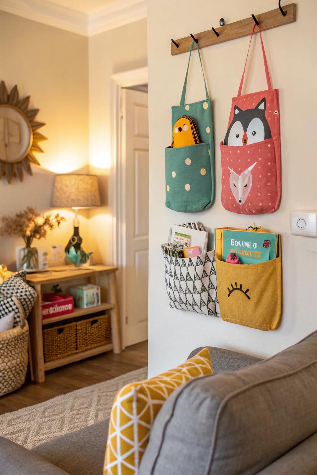Quirky-shaped wall hangers for a unique and personalized touch.