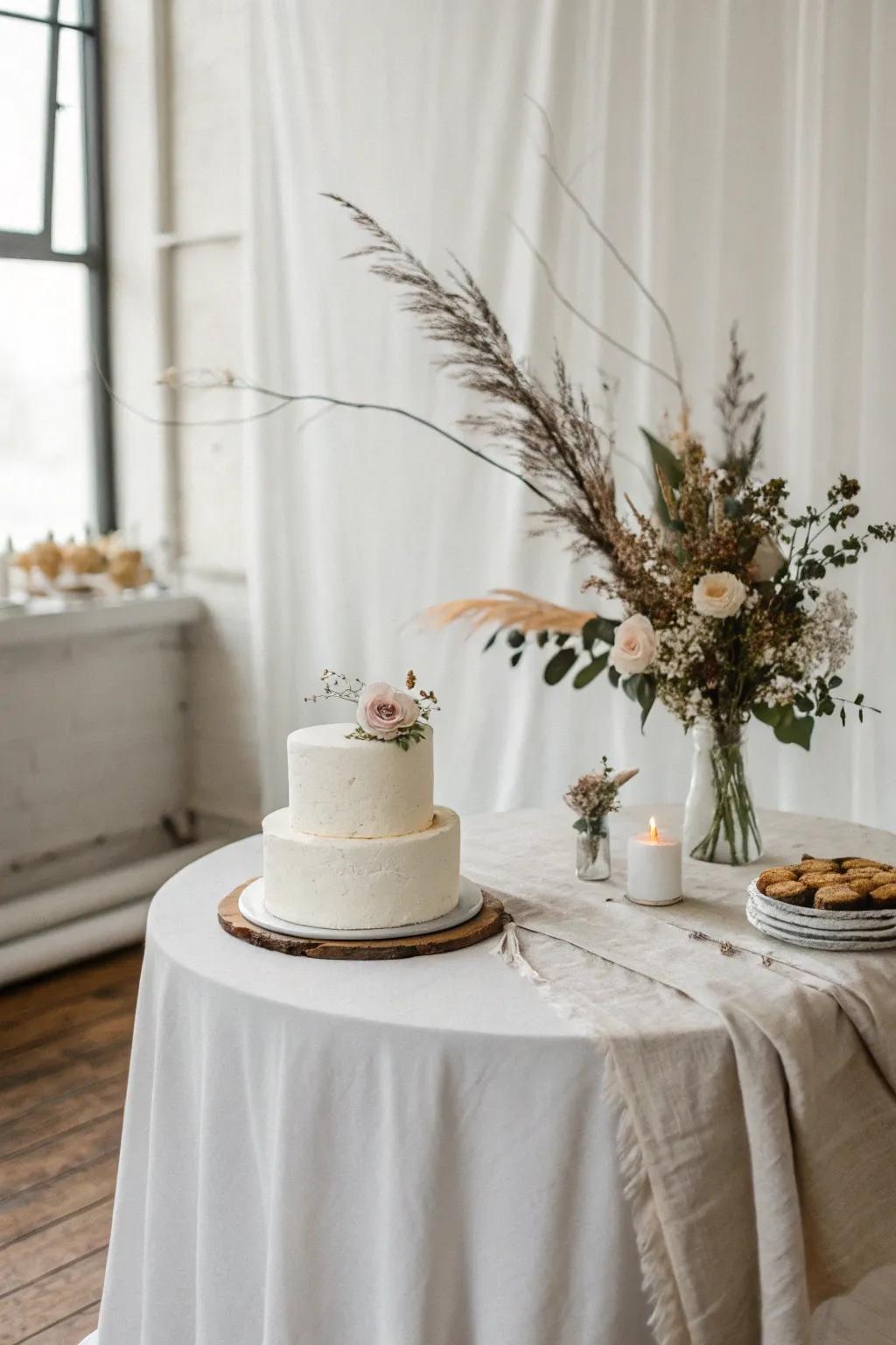 A minimalist approach lets the cake take center stage.