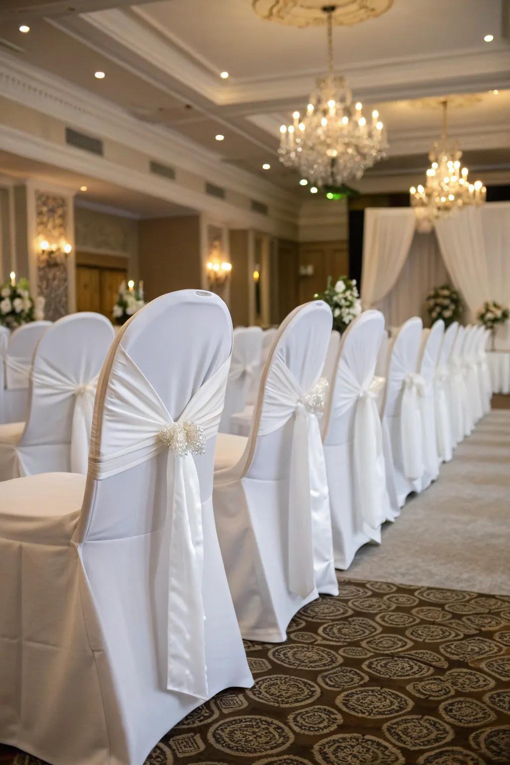 Traditional white dressings deliver ageless refinement for official weddings.