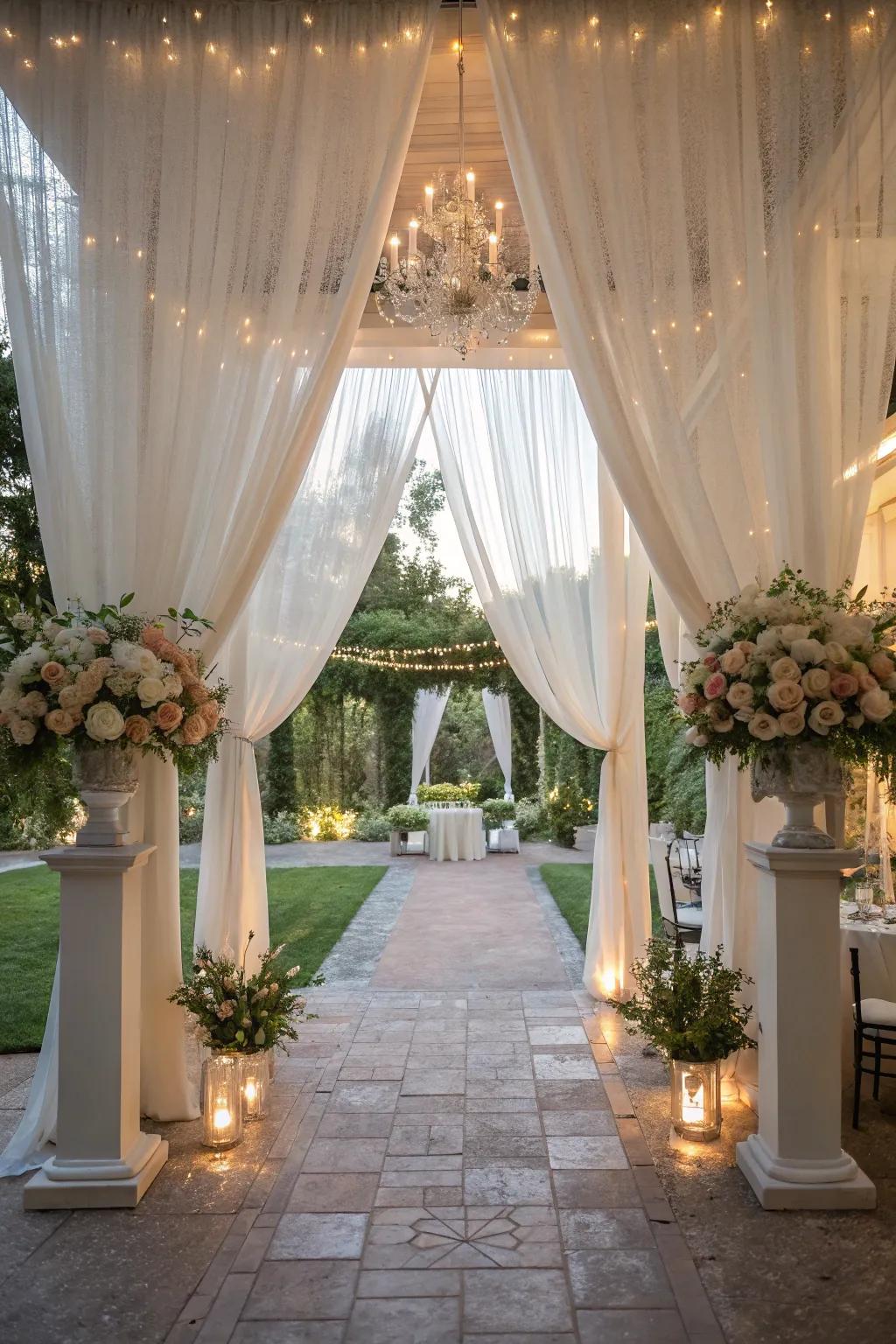 Include subtle style to your wedding using transparent fabric.
