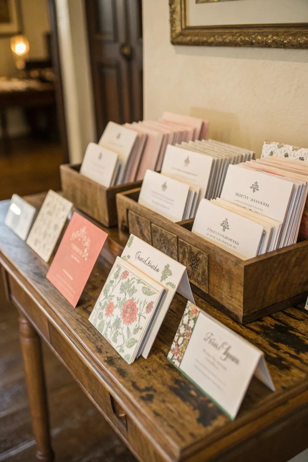 Registry cards in different sizes to suit different tastes.