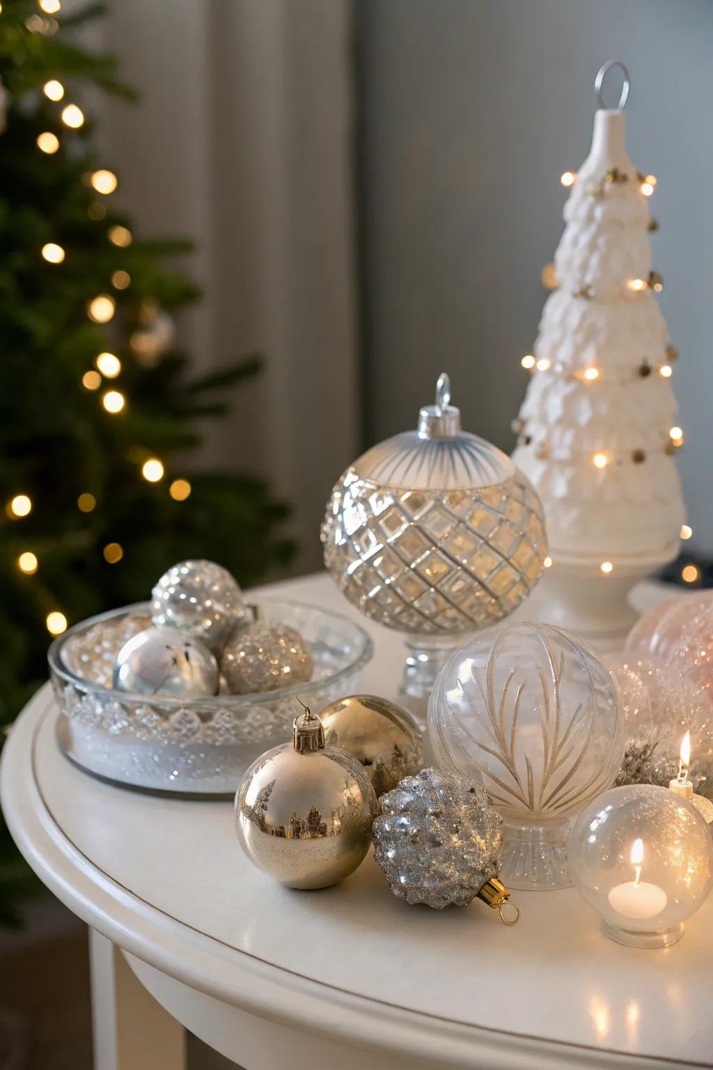 Glass and crystal elements infuse a dazzling radiance into your Christmas design.