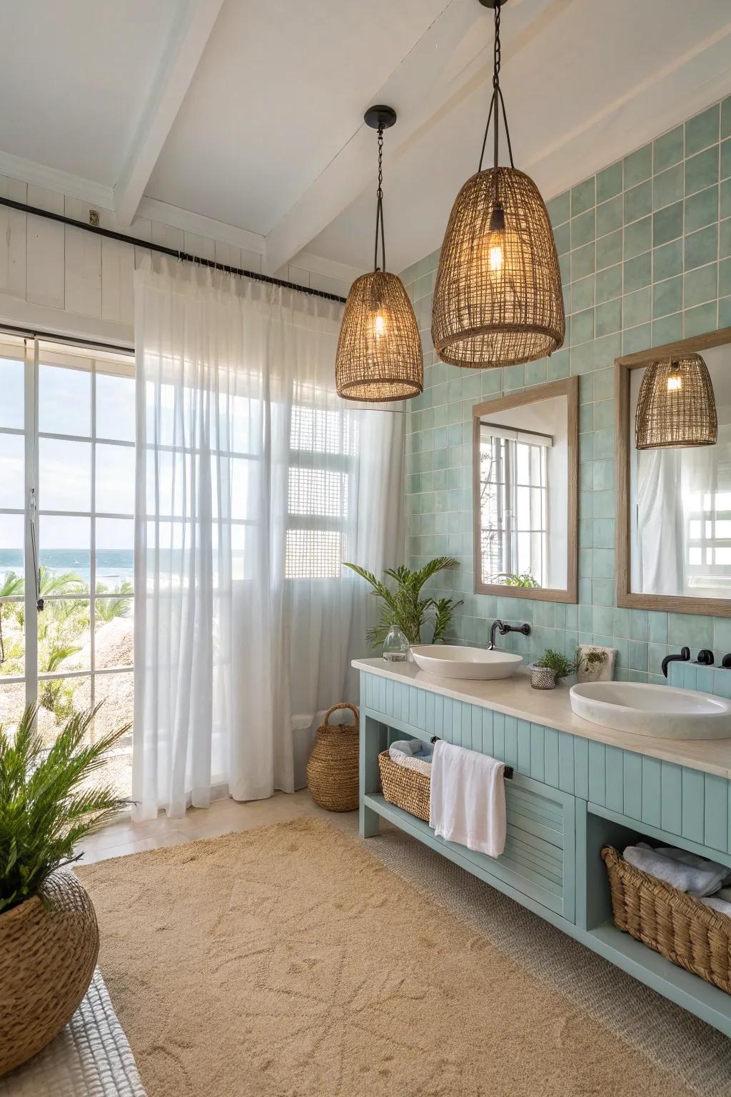 Pendant illumination adds warmth and design.