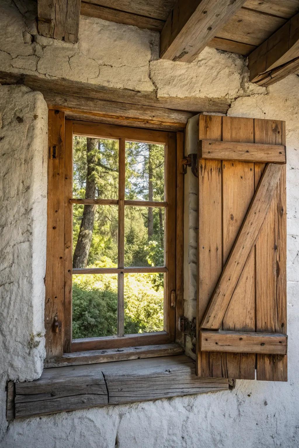 Country-style timber features infuse warmth and individuality into window spaces.