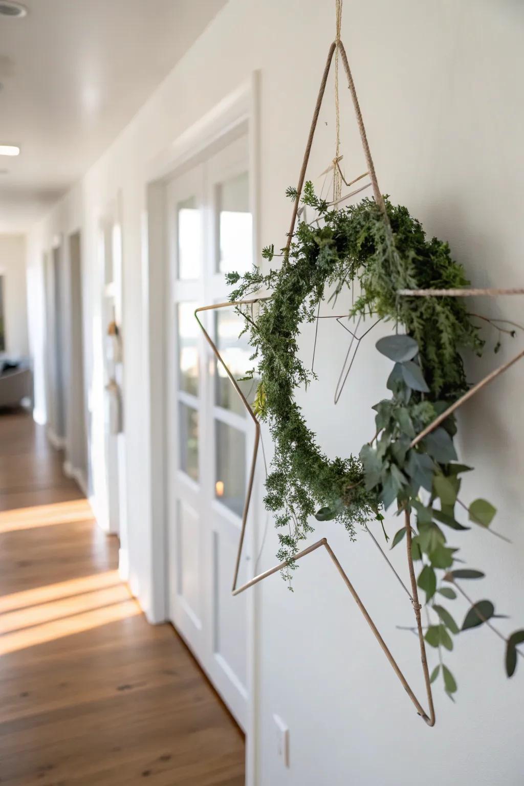 An elegant eucalyptus star garland for a revitalizing ambiance.