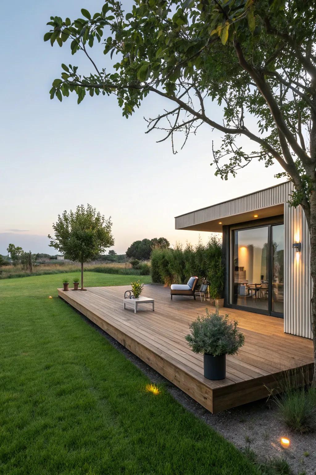 Floating decks offer a contemporary and versatile outdoor solution.