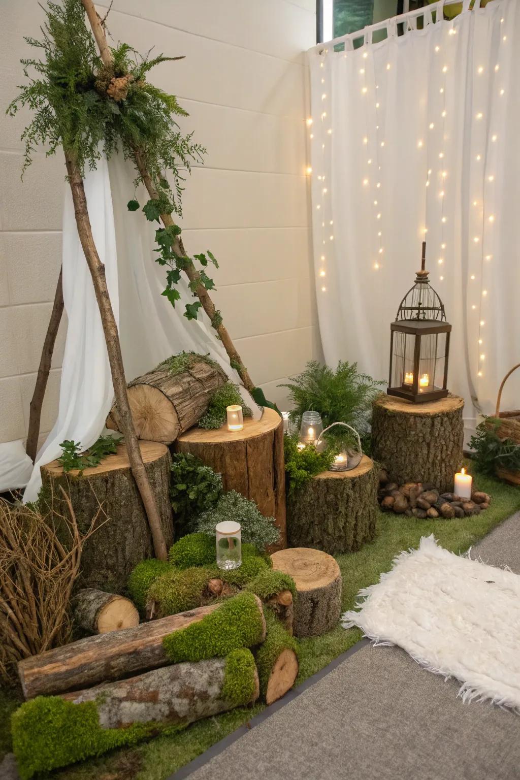 An organic color palette enhances the woodland theme beautifully.