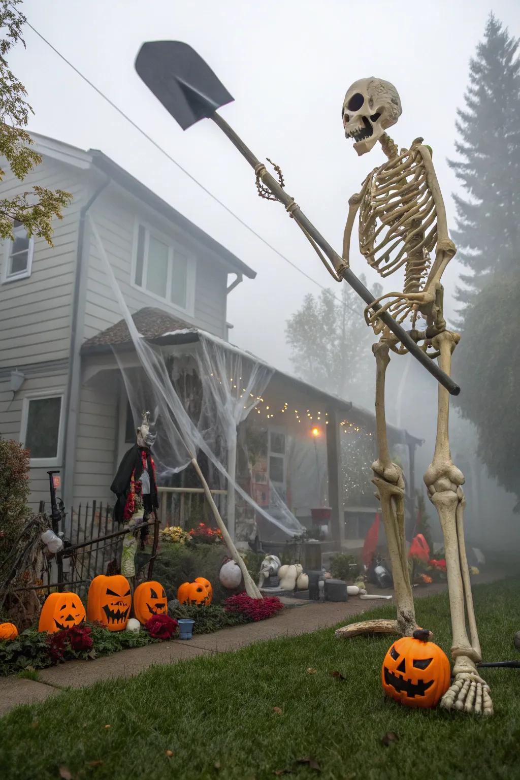 Large decorations introduce a dynamic component to the skeleton display.