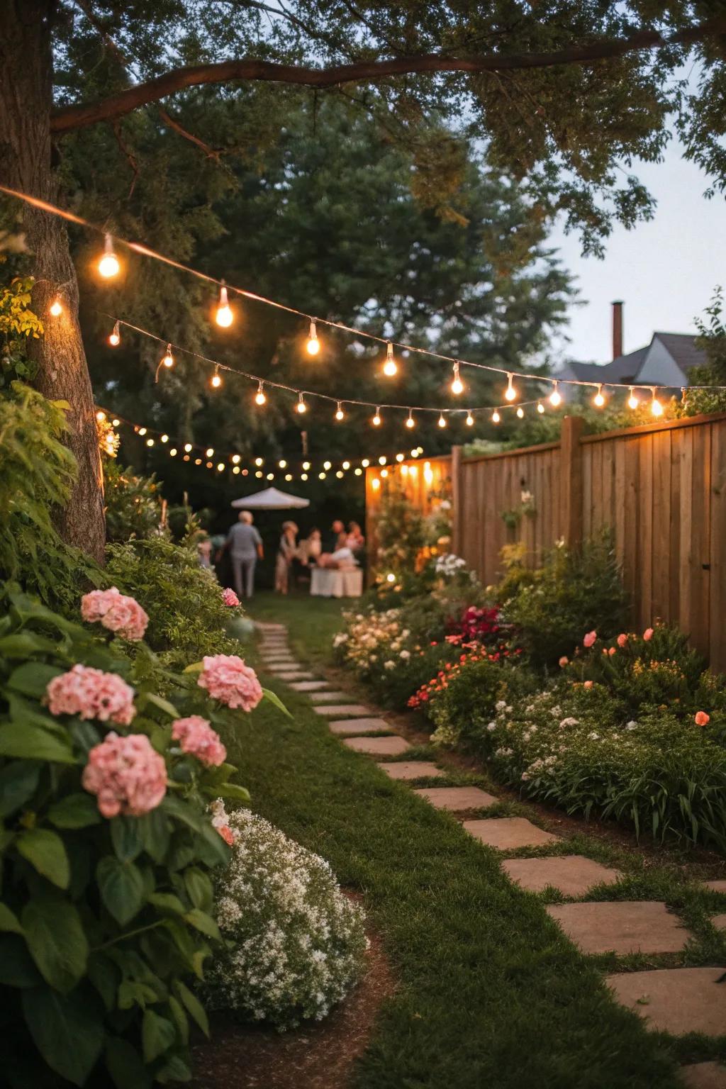 Conjure a dreamy ambiance utilizing alfresco sparkle strands.