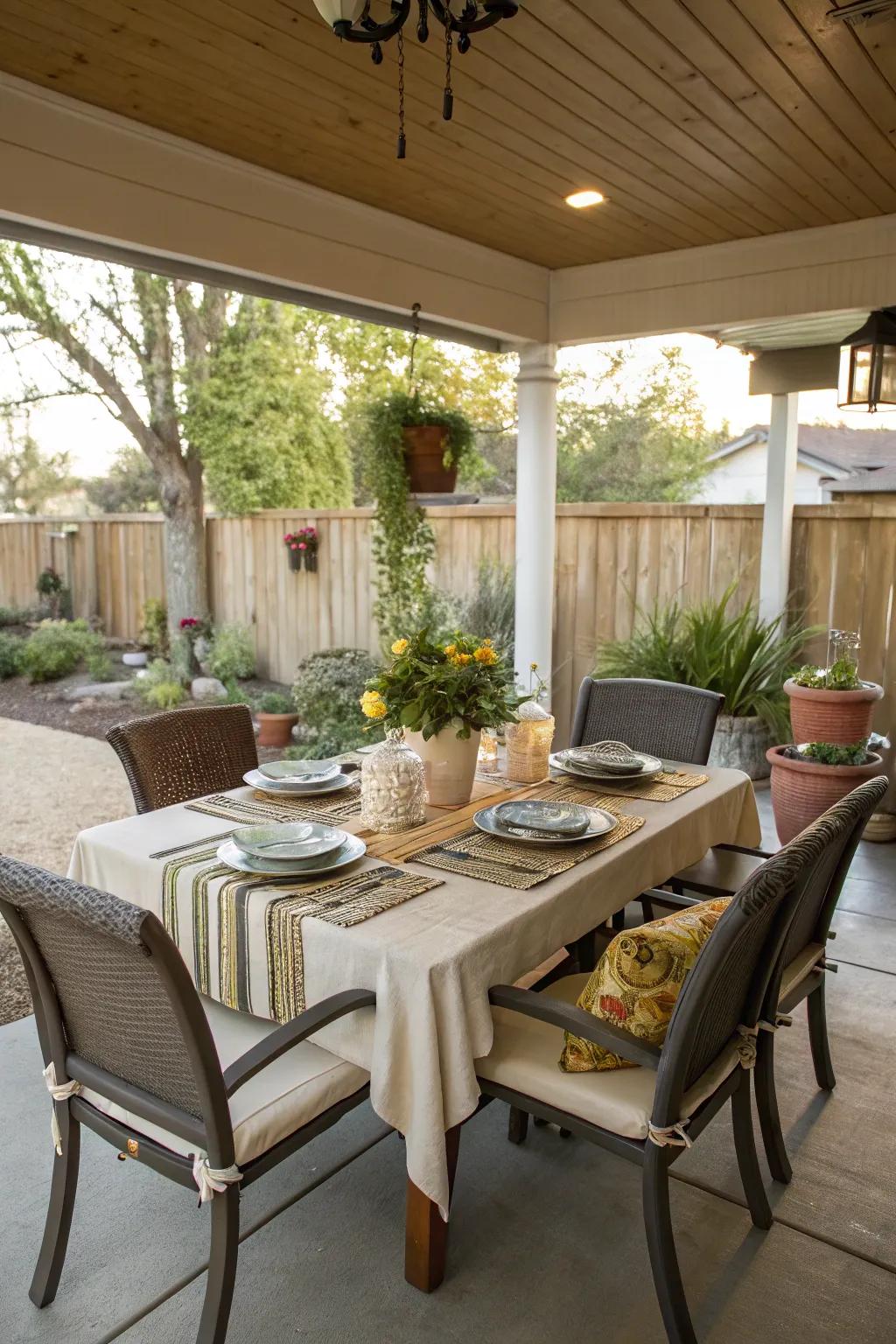 A delightful dining nook on the porch.