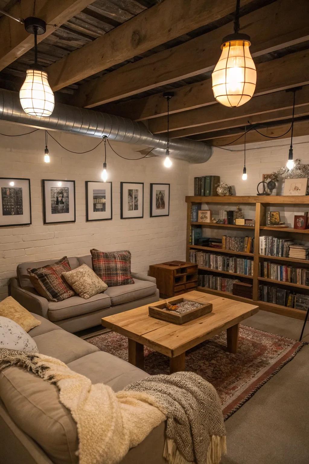 Classic light fittings radiate an inviting glimmer.