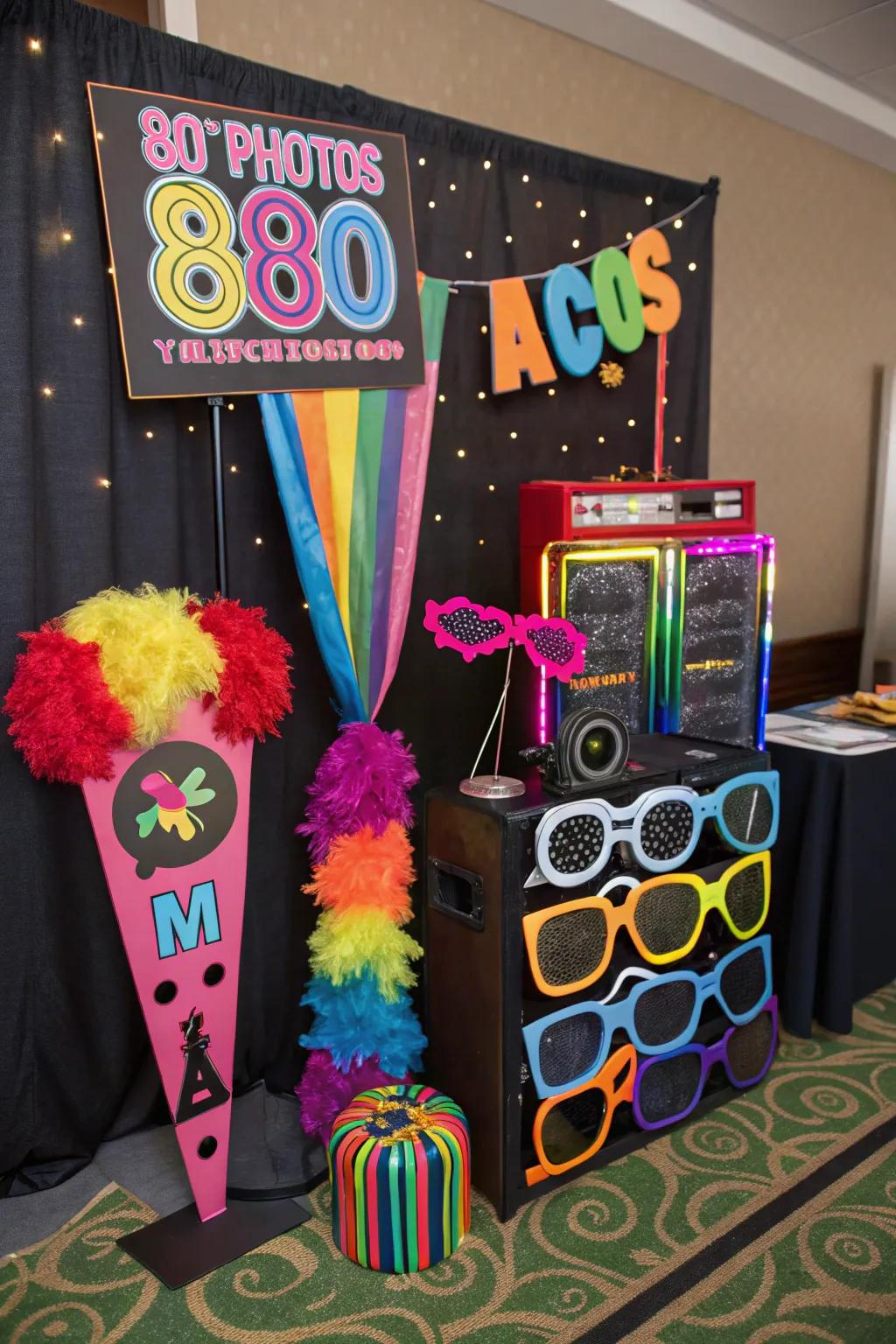 An 80s photo spot documents the amusement and experiences of your event.