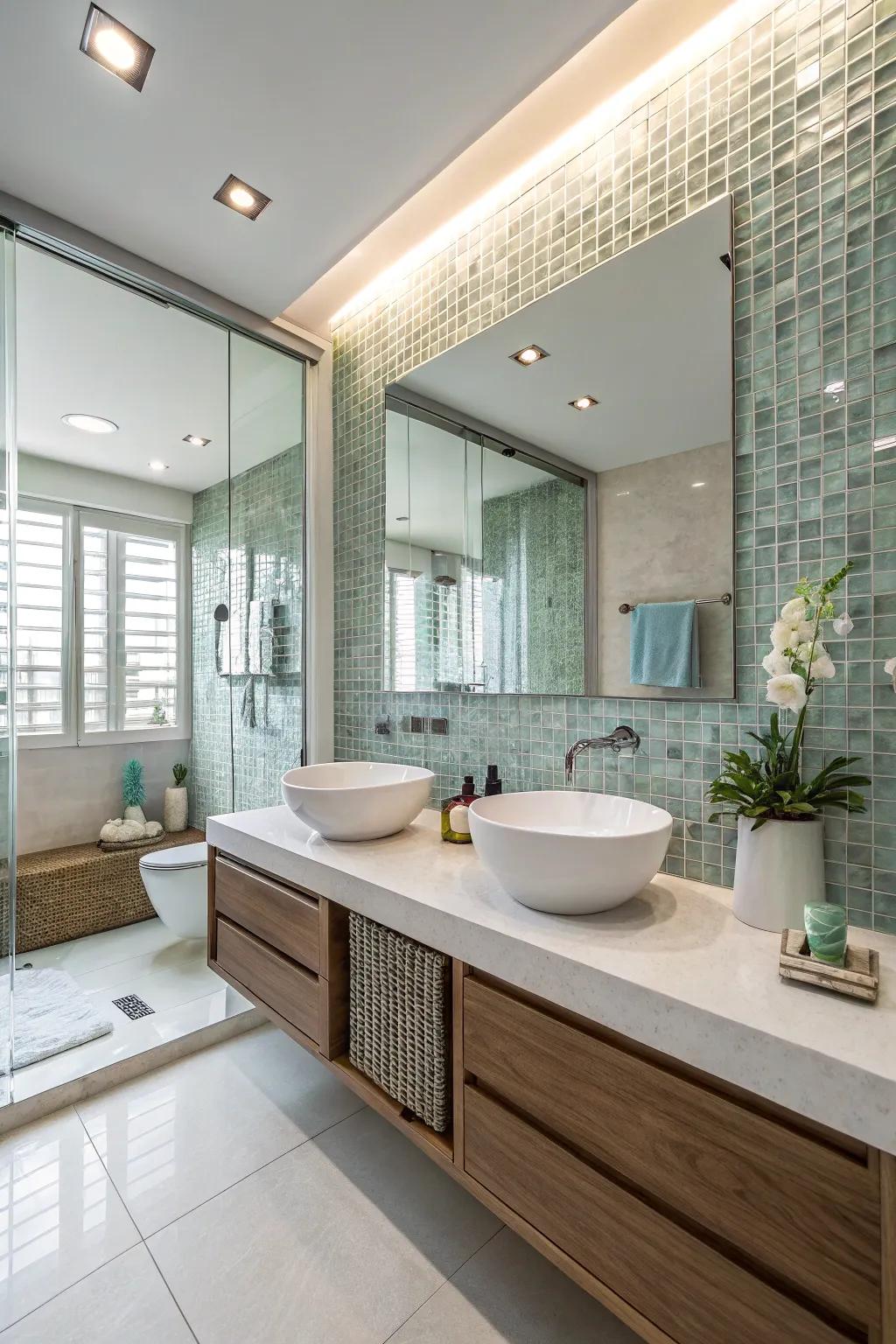 Clear stoneware provides a sophisticated and modern aesthetic.