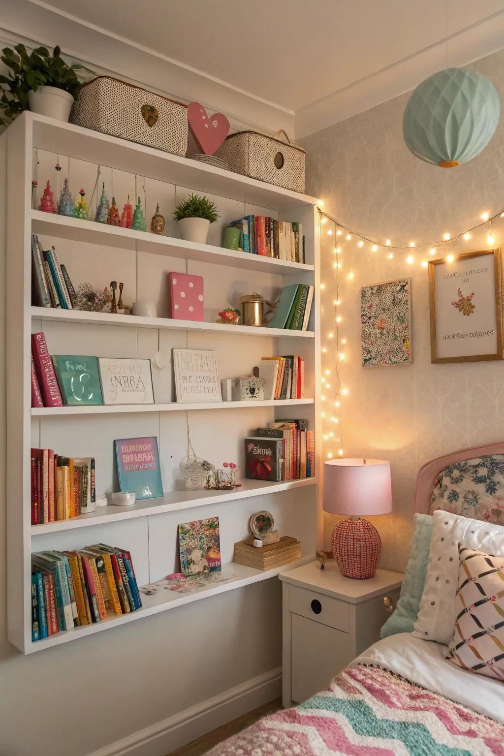 Shelving combining style with practical storage solutions.